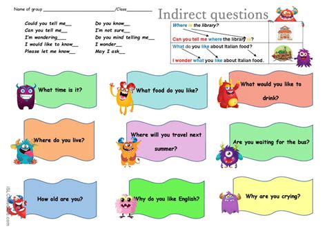 Indirect Questions English Esl Worksheets Pdf And Doc