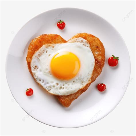 Fried Egg Like Heart On Grey Plate With Red Decorations Valentine S Day