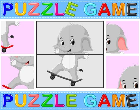 Jigsaw Puzzle Education Game for Preschool Children with elephant 12850088 Vector Art at Vecteezy