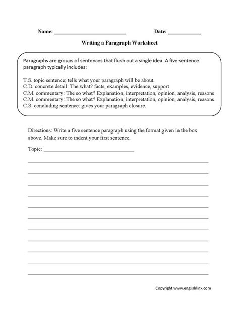 Free Worksheet How To Write A Paragraph