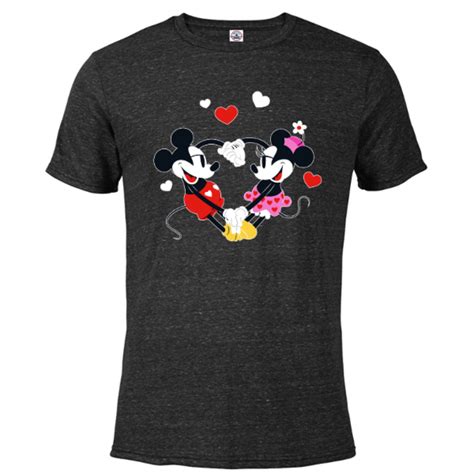 Disney Mickey And Minnie Hearts Valentine’s Day Short Sleeve Blended T Shirt For Adults