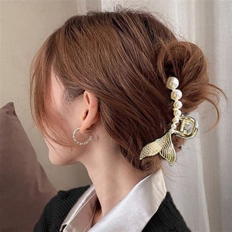 Kaufe Charme Neue Elegante Gro E Perle Haar Klaue Clips F R Frauen