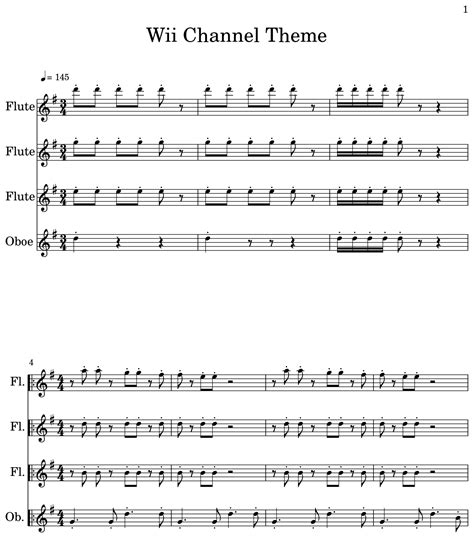 Wii Channel Theme Sheet Music For Flute Oboe