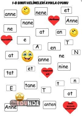 Kelime Ayıklama Oyunu Eduhol Etkinlik İndir Oyun Oyna Test Çöz