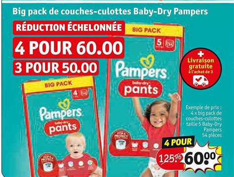 Promo Big Pack De Couches Culottes Baby Dry Pampers Chez Kruidvat