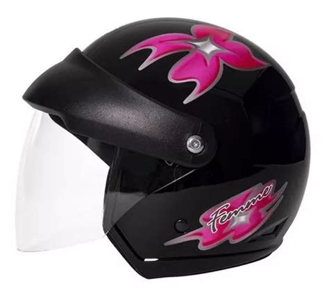 Capacete Taurus Wind V2 Aberto Preto Flor Feminino 56 58