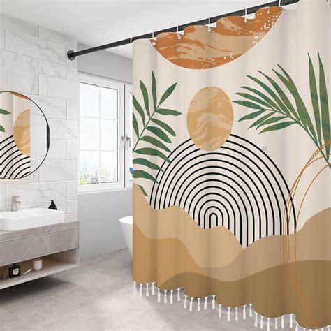 Amazon GiuMsi 72 X72 Fabric Boho Mid Century Shower Curtain Set