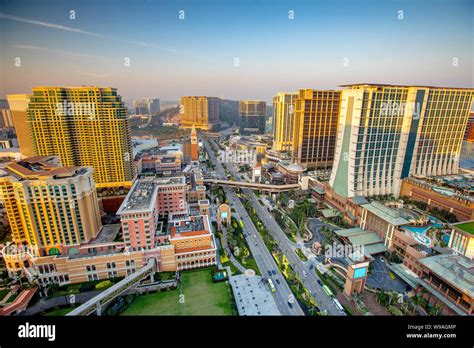 Macau city skyline at sunset Stock Photo - Alamy