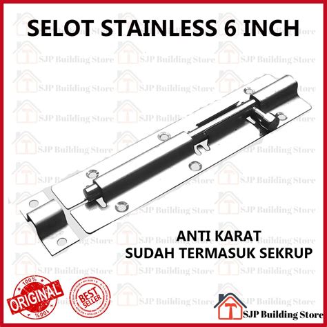 Grendel Slot Pintu Jendela 6 Inch L 15cm L Selot Stainless Skrup