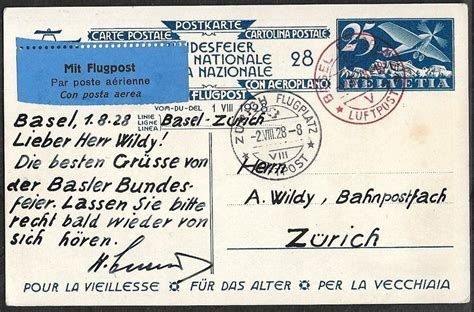 1928 BF Flugkarte BIEL Zürich Top ab 1 Kaufen auf Ricardo