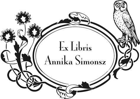 Personalisierbarer Ex Libris Stempel Eule Und Jugendstil Rahmen