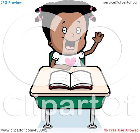 Royalty Free Rf Clipart Illustration Of A Black Girl Raising Her Hand