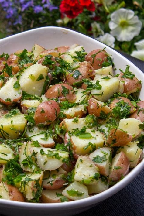 Best Herbed Potato Salad No Mayo No Eggs Recipe Herbed Potato Salad Vegetarian Side