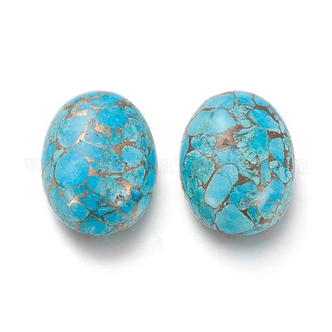 China Factory Natural Turquoise Cabochons Dyed With Brass Line Oval