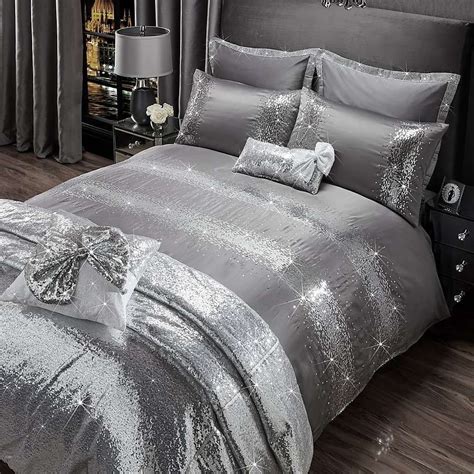 By Caprice Jasmine Silver Sequin Duvet Cover Luxury Bedroom Furniture Geometric Duvet Cover