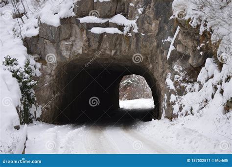 Tunnel in Mountain Covered in Snow Stock Image - Image of mountain ...