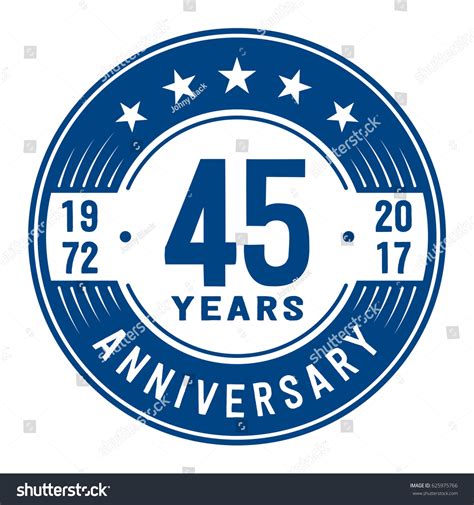 45 Years Anniversary Logo Template Vector And Royalty Free Stock