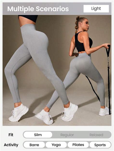 SHEIN Sport Studio Leggings Deportivos Unicolor De Cintura Ancha Moda