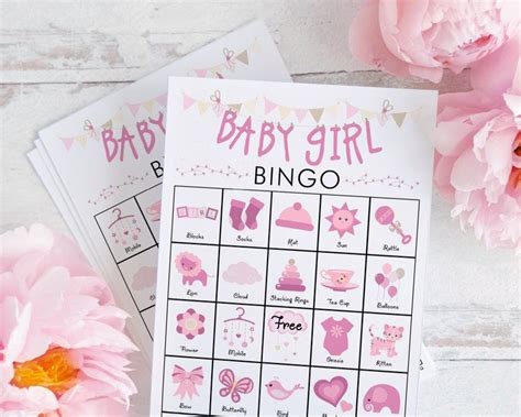 Baby Girl Bingo Cards Printable Bingo Cards Baby Shower Etsy Bingo