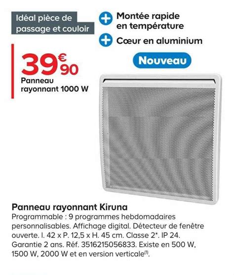 Promo Panneau Rayonnant Kiruna W Chez Castorama