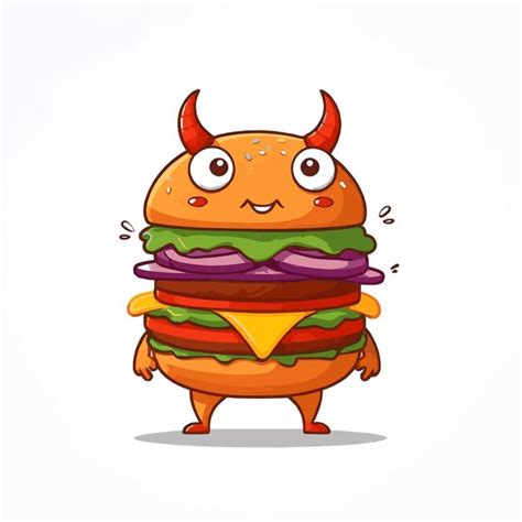 Monster Burger Cartoon Mascot Character Premium Ai Generated Vector