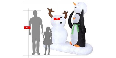 7ft Inflatable Penguin And Snowman W Leds