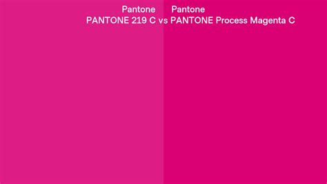 Pantone 219 C vs PANTONE Process Magenta C side by side comparison