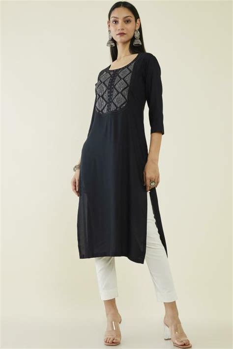 Buy Soch Women Black Embroidered Single Kurta L Online At Best Prices