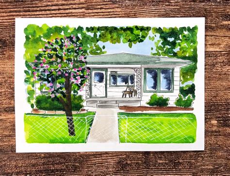 WATERCOLOR HOUSE Custom House Drawing Hand Drawn Custom | Etsy