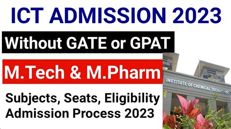 Courses In Ict Mumbai Ict M Tech M Pharm Admission Subjects