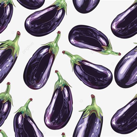 Black Eggplants Seamless Pattern Ripe Aubergines Wallpaper Eggplant