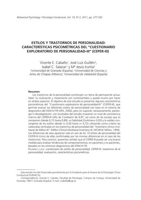 Pdf Estilos Y Trastornos De Personalidad 2019 08 01 · Estilos Y