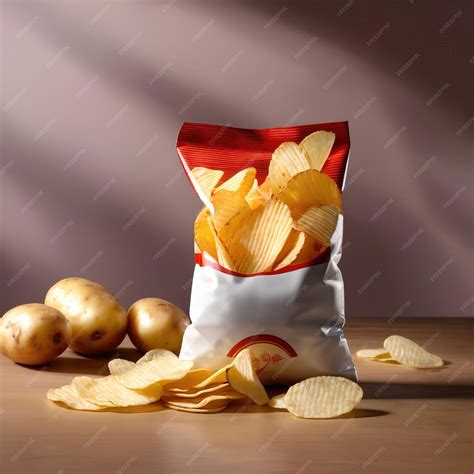 Premium Photo Bag Of Fried Potato Chips Blank Generic Packaging