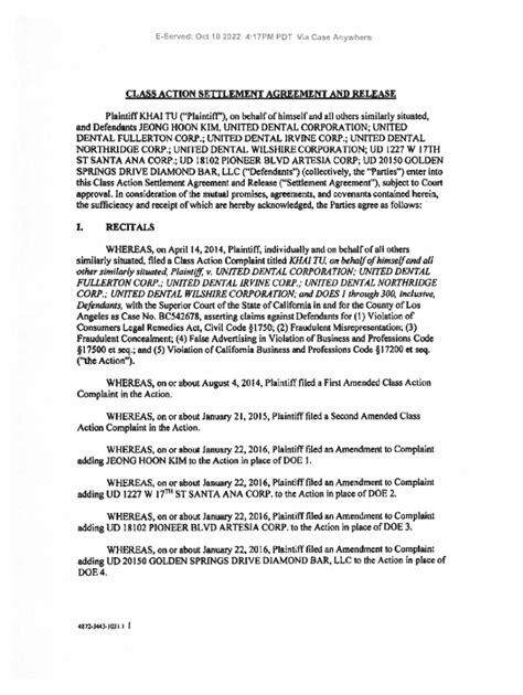 Fillable Online CLASS ACTION SETTLEMENT AGREEMENT AND CLASS Fax