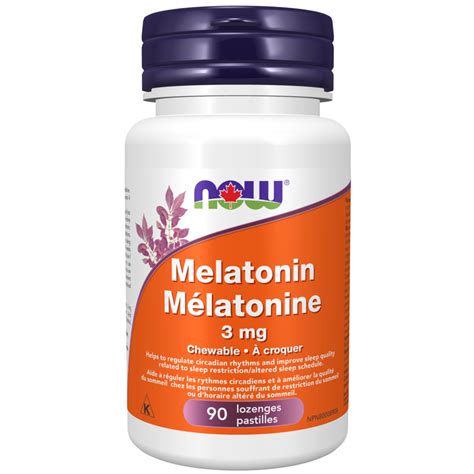 Melatonin 3 mg Peppermint Chewable Lozenges - Now Foods Canada