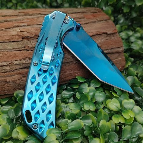 Titanium Cr Stainless Steel Hunting Folding Pocket Knife Bld Rd