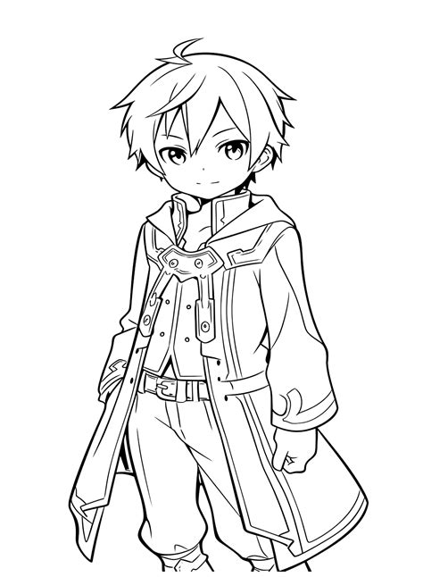 Cute Kirito Coloring Page Free Printable Coloring Pages