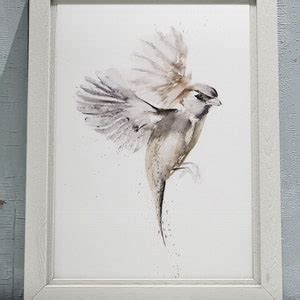 Pair Of Sparrow Paintings Sparrow Wall Art Hand Signed Etsy