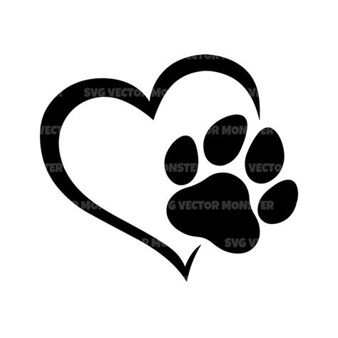 Herz Hund Pfotenabdruck Svg Vektor Datei F R Cricut Silhouette Png