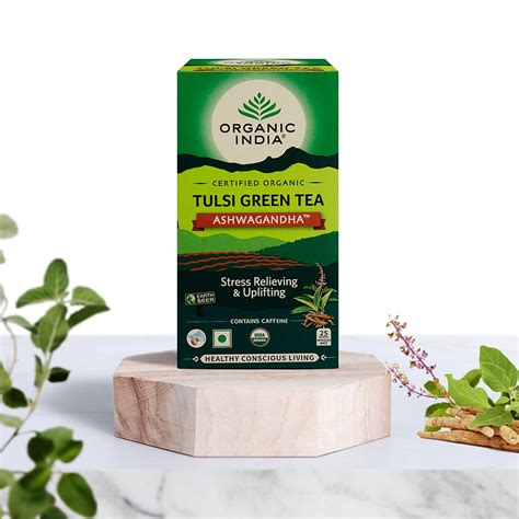 Organic India Tulsi Green Tea Ashwagandha 25 Infusion Bags