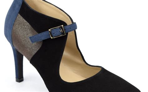 Escarpins Cuir Daim Brenda Zaro F1683 Noire Et Bleu Petites Pointures