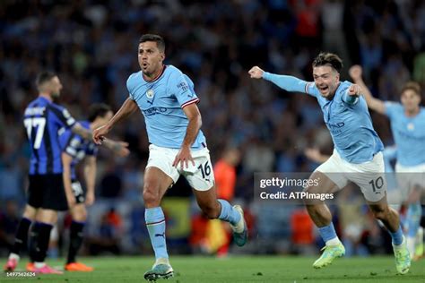 Rodri And Jack Grealish Of Manchester City Fc Celebrate Rodris Goal