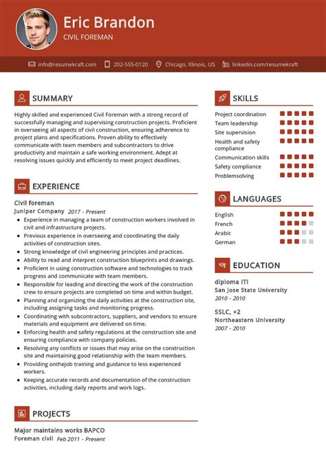 Civil Foreman Cv Example In 2025 Resumekraft