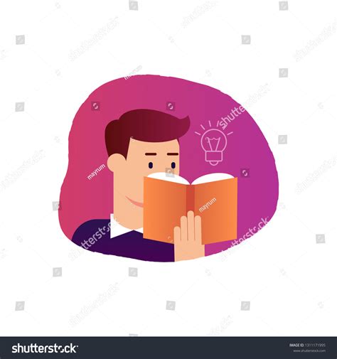 Man Reading Book Vector Illustration Stock Vector Royalty Free