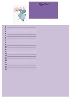 Nap Cot Sheet Chart by Erika Martinez | Teachers Pay Teachers