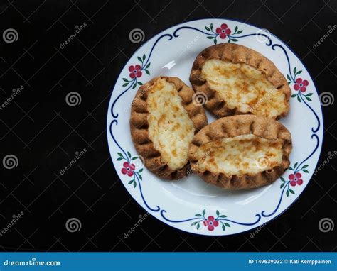 Karelian Pies Karjalanpiirakka Made Of Thin Rye Flour With A Filling Of