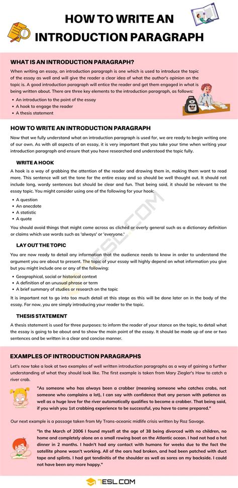 Introduction Paragraph How To Write An Introduction Paragraph With Examples • 7esl