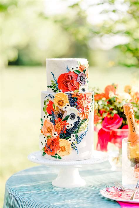 17 Buttercream Painted Wedding Cake Ideas