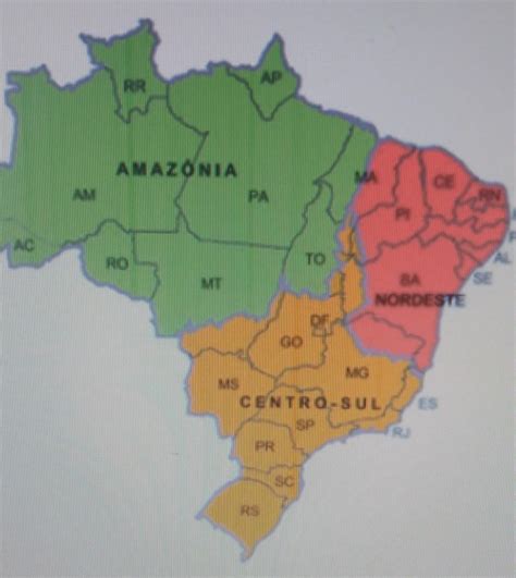 o mapa representa as regiões geoeconômicas do Brasil também conhecidas