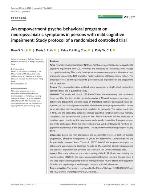 An Empowerment Psycho Behavioral Program On Neuropsychiatric Symptoms